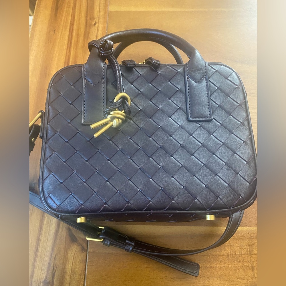 Dark Brown Woven Crossbody Shoulder HandBag